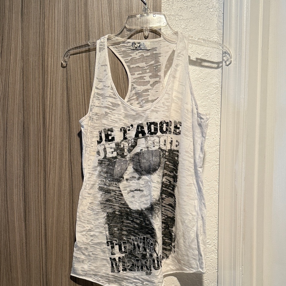 Adore White Graphic Tank Top
